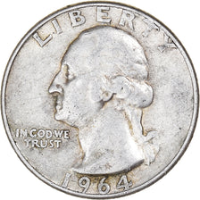 Coin, United States, Washington Quarter, Quarter, 1964, U.S. Mint, Philadelphia