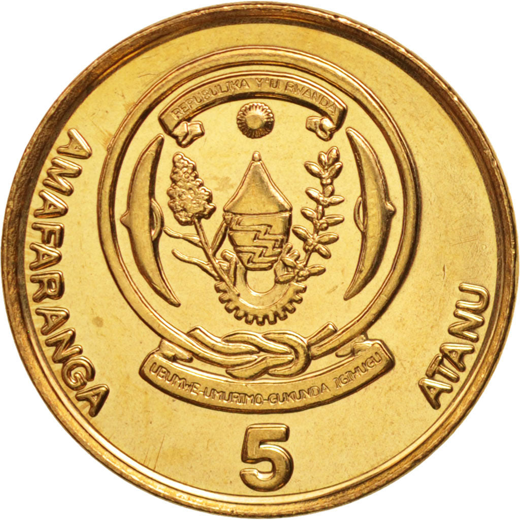 Rwanda, 5 Francs, 2009, MS(63), Brass plated steel, KM:33