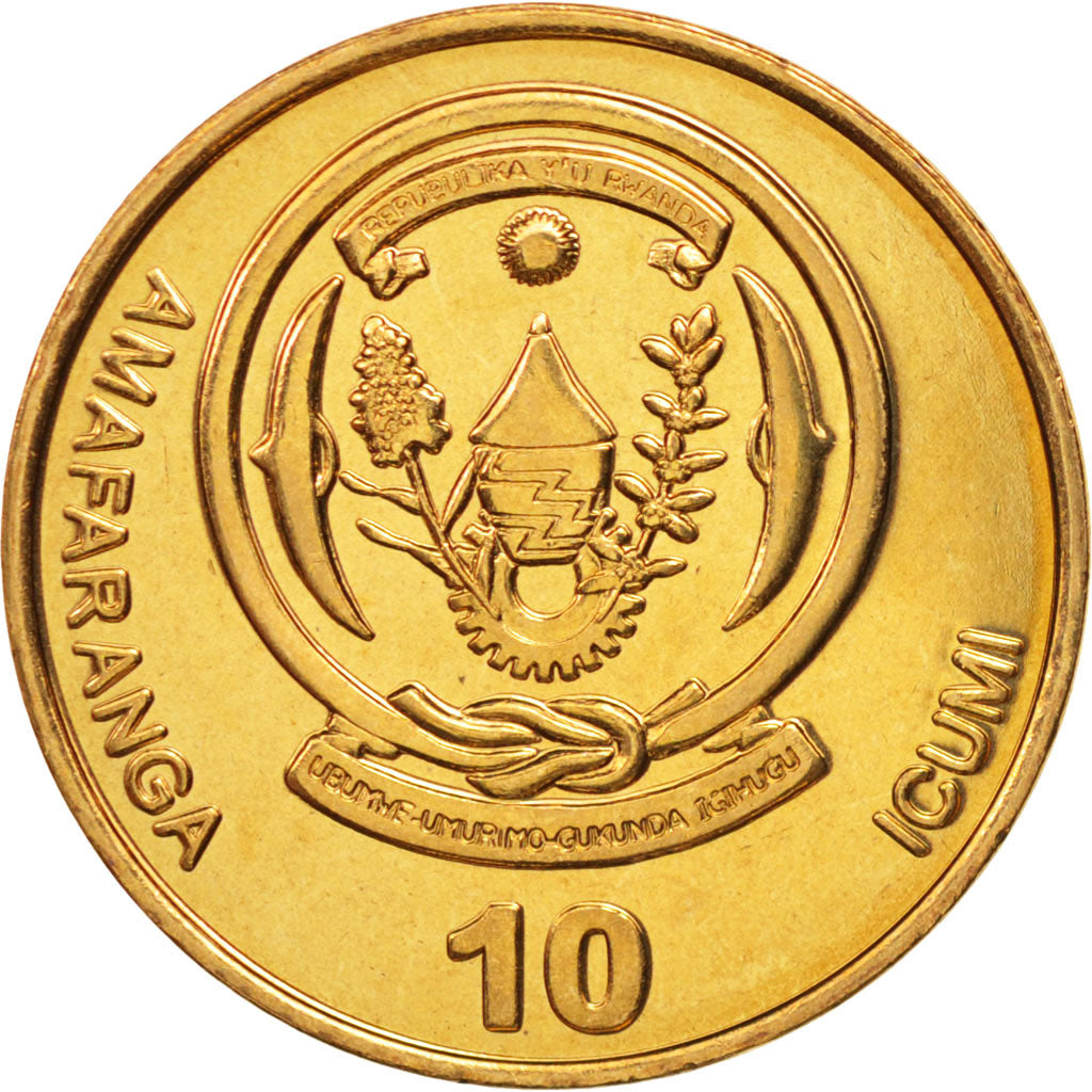 Monnaie, Rwanda, 10 Francs, 2009, SPL, Brass plated steel, KM:34
