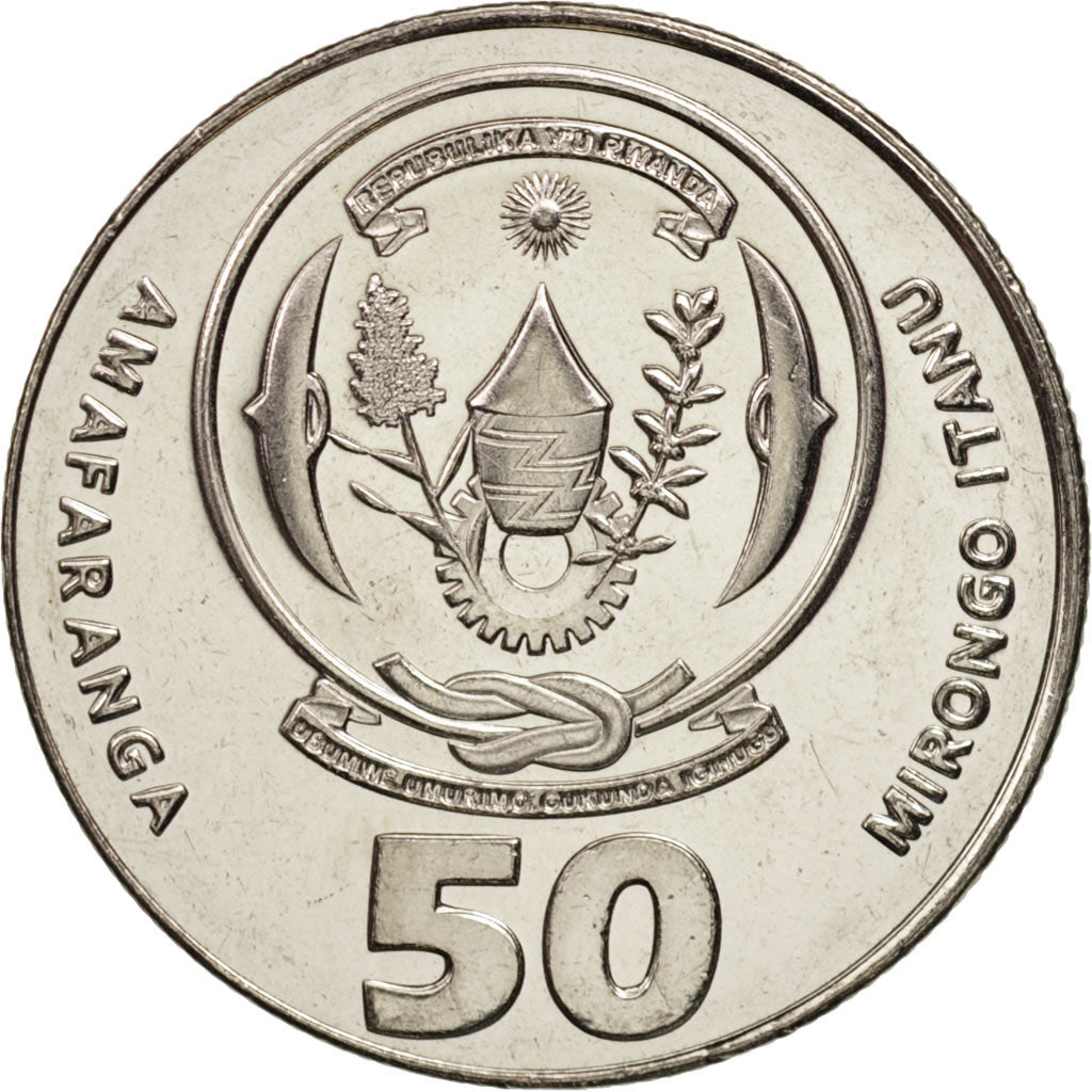 Rwanda, 50 Francs, 2011, MS(63), Nickel plated steel