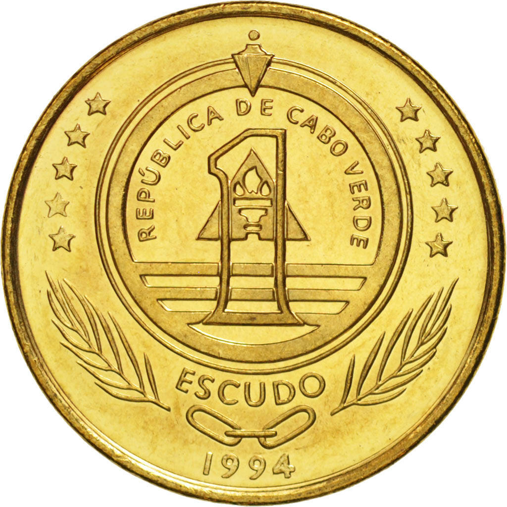 Cape Verde, Escudo, 1994, UNZ, Brass plated steel, KM:27