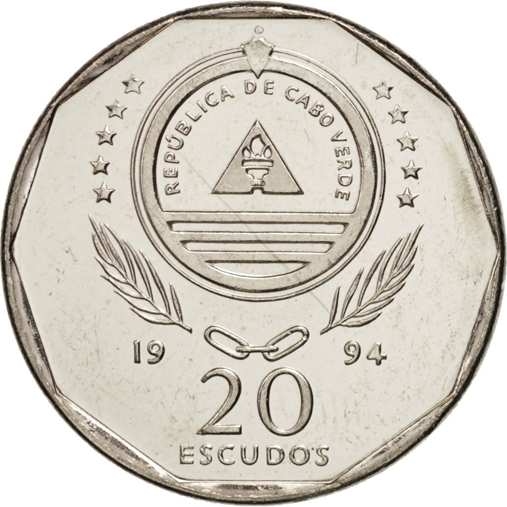 Monnaie, Cape Verde, 20 Escudos, 1994, SPL, Nickel plated steel, KM:33
