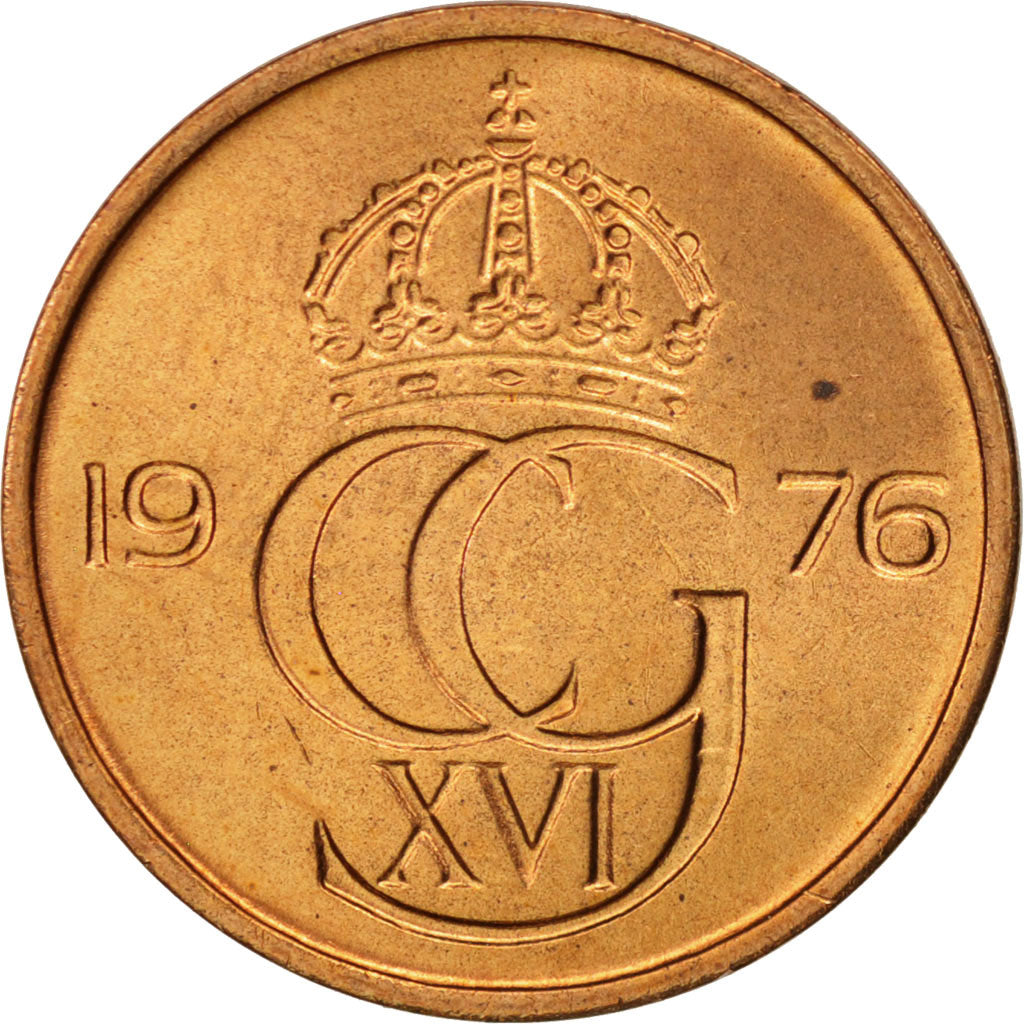 Monnaie, Suède, Carl XVI Gustaf, 5 Öre, 1976, SPL, Bronze, KM:849