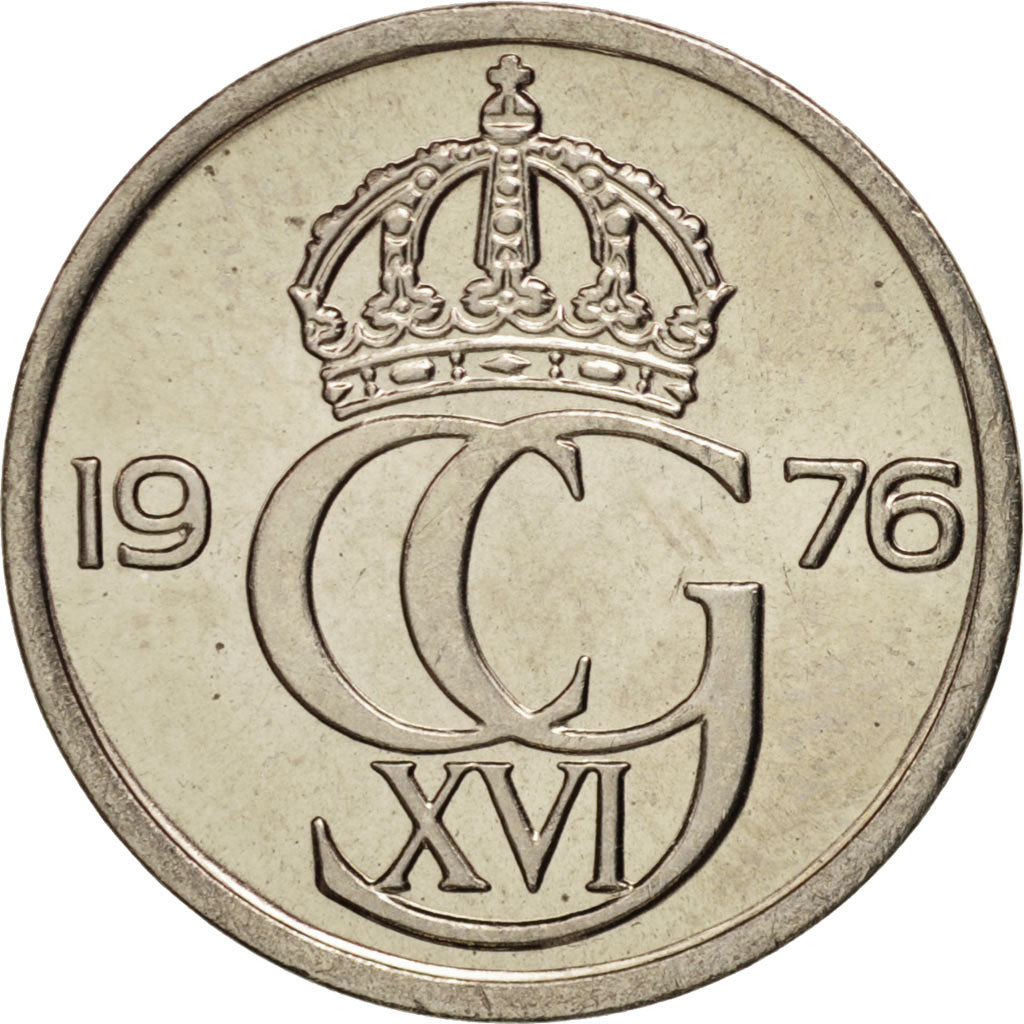 Svezia, Carl XVI Gustaf, 25 Öre, 1976, SPL, Rame-nichel, KM:851