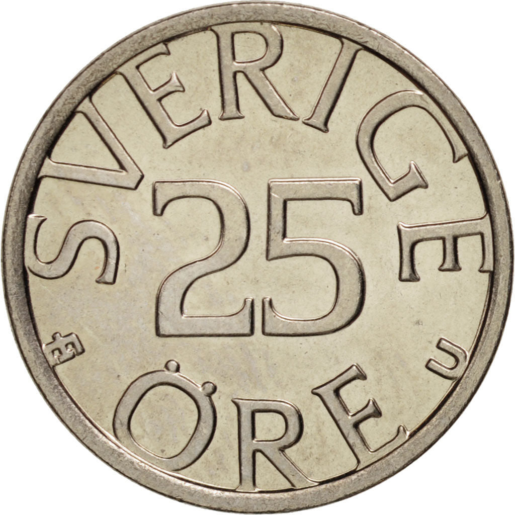 Svezia, Carl XVI Gustaf, 25 Öre, 1976, SPL, Rame-nichel, KM:851