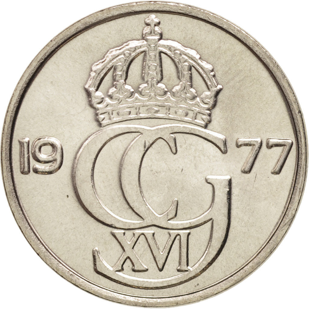 Coin, Sweden, Carl XVI Gustaf, 50 Öre, 1977, MS(63), Copper-nickel, KM:855