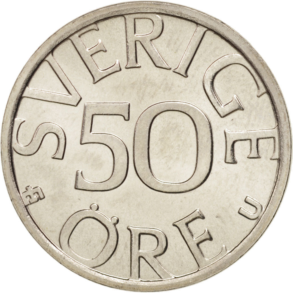 Coin, Sweden, Carl XVI Gustaf, 50 Öre, 1977, MS(63), Copper-nickel, KM:855
