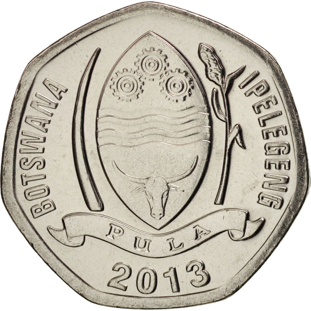 Munten, Botswana, 5 Thebe, 2013, UNC-, Copper Plated Steel
