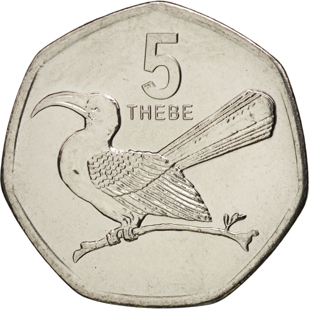 Munten, Botswana, 5 Thebe, 2013, UNC-, Copper Plated Steel