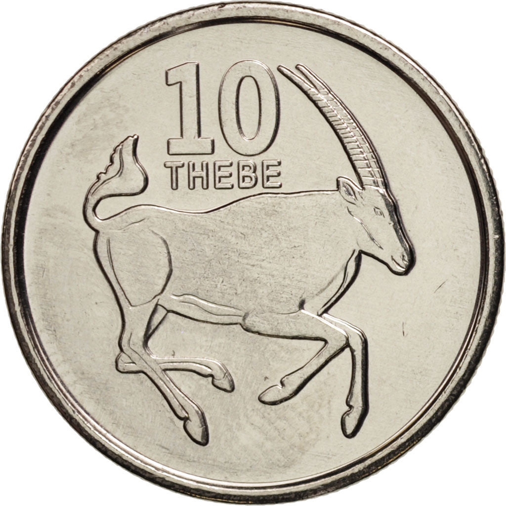 Moneda, Botsuana, 10 Thebe, 2013, SC, Cobre chapado en acero