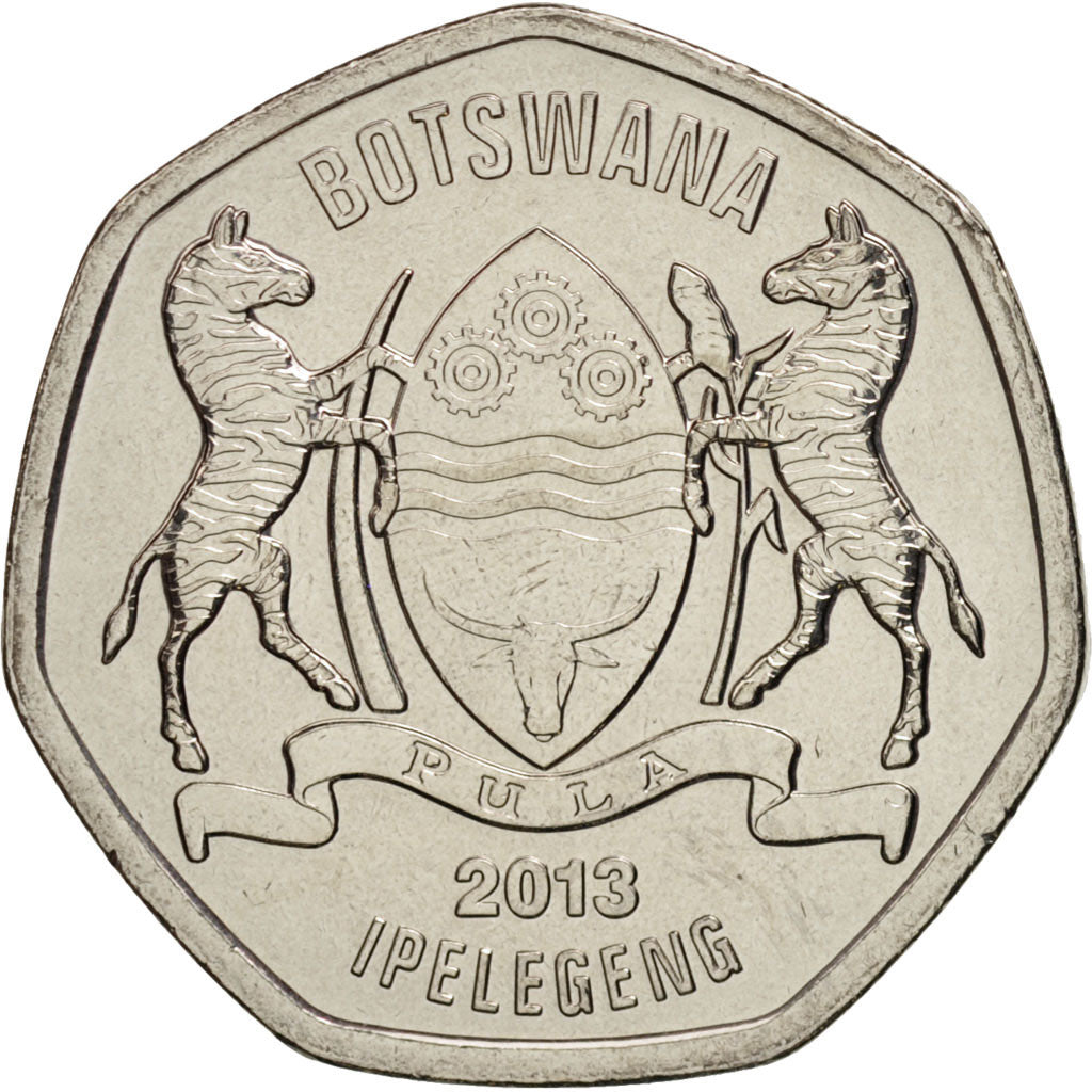 Moneda, Botsuana, 25 Thebe, 2013, SC, Cobre chapado en acero