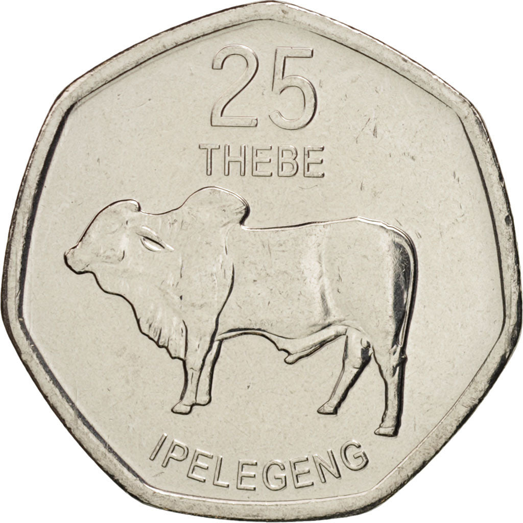 Moneda, Botsuana, 25 Thebe, 2013, SC, Cobre chapado en acero