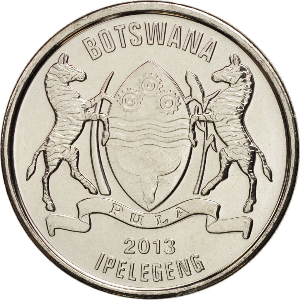 Botswana, 50 Thebe, 2013, SPL, Acciaio placcato rame