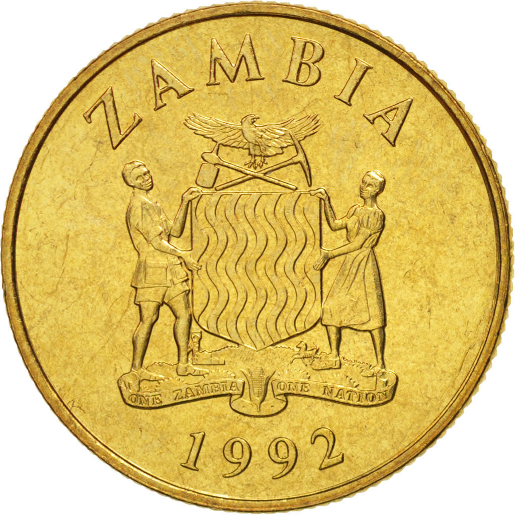 Moneta, Zambia, 5 Kwacha, 1992, SPL, Ottone, KM:31