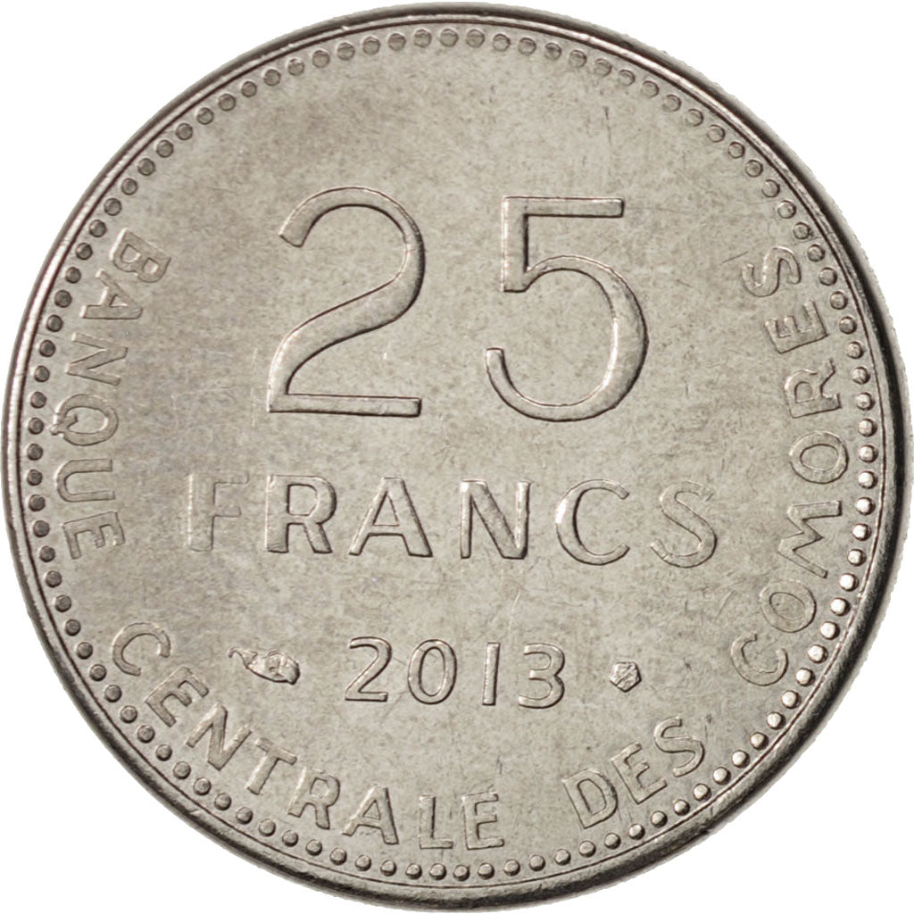 Comoros, 25 Francs, 2013, Paris, MS(63), Cupro-nickel