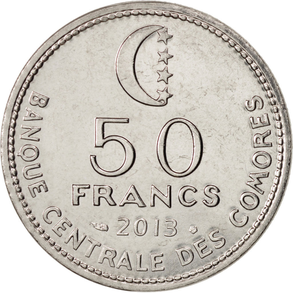 Comoros, 50 Francs, 2013, Paris, MS(63), Cupro-nickel
