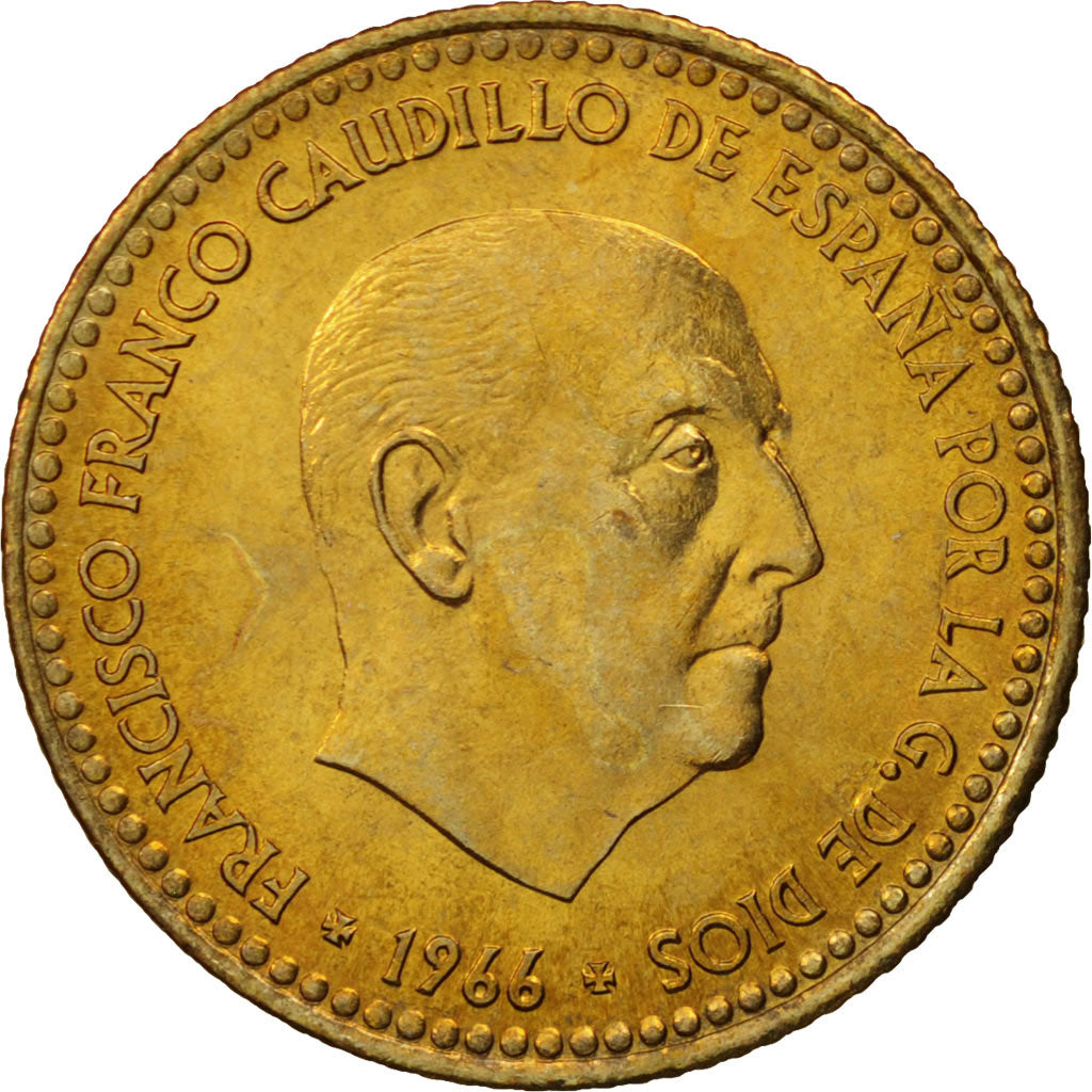 Spain, Francisco Franco, caudillo, Peseta, 1975, MS(63), Aluminum-Bronze, KM:796