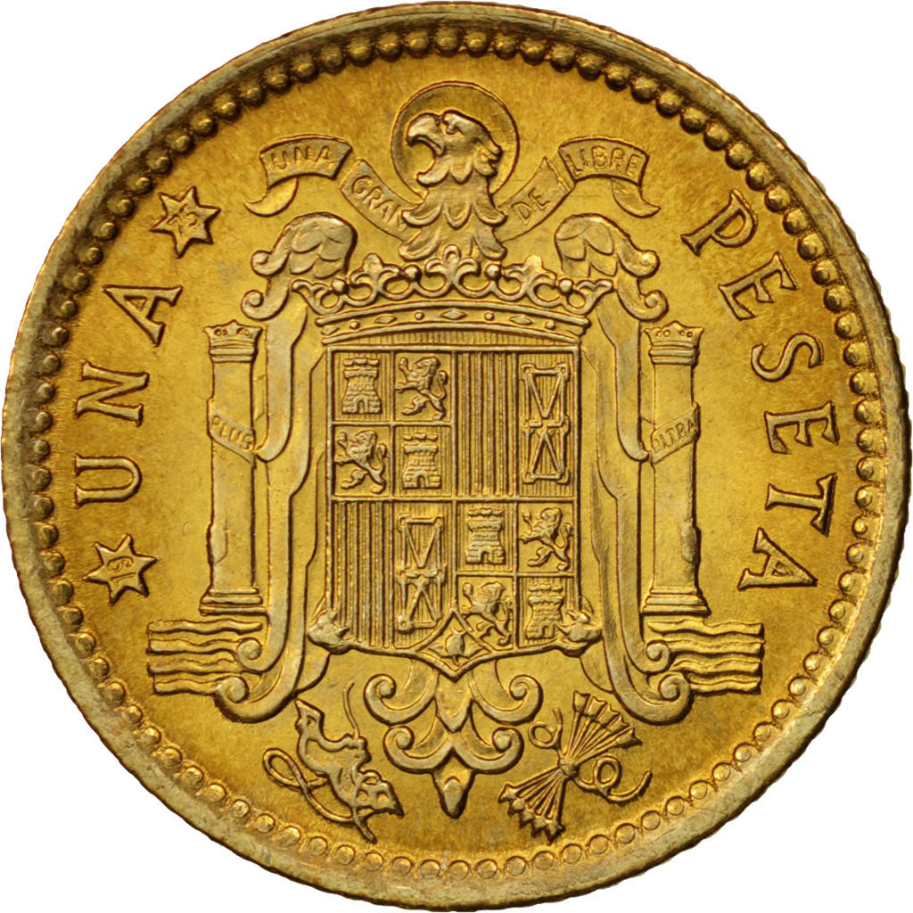 Spain, Francisco Franco, caudillo, Peseta, 1975, MS(63), Aluminum-Bronze, KM:796