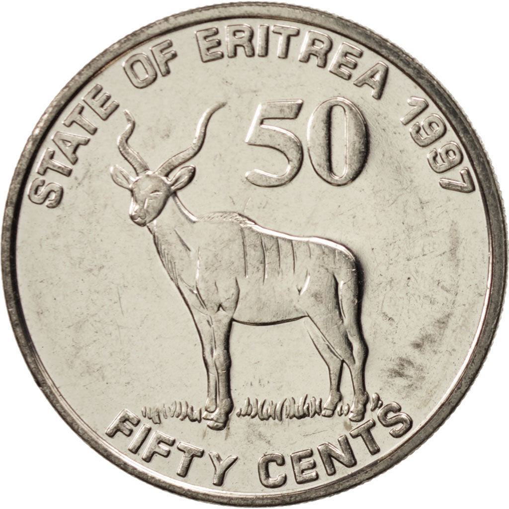 Münze, Eritrea, 50 Cents, 1997, UNZ, Nickel Clad Steel, KM:47