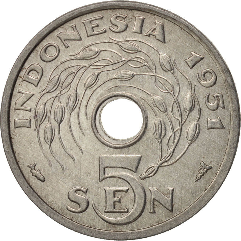 Indonesia, 5 Sen, 1951, SPL-, Alluminio, KM:5