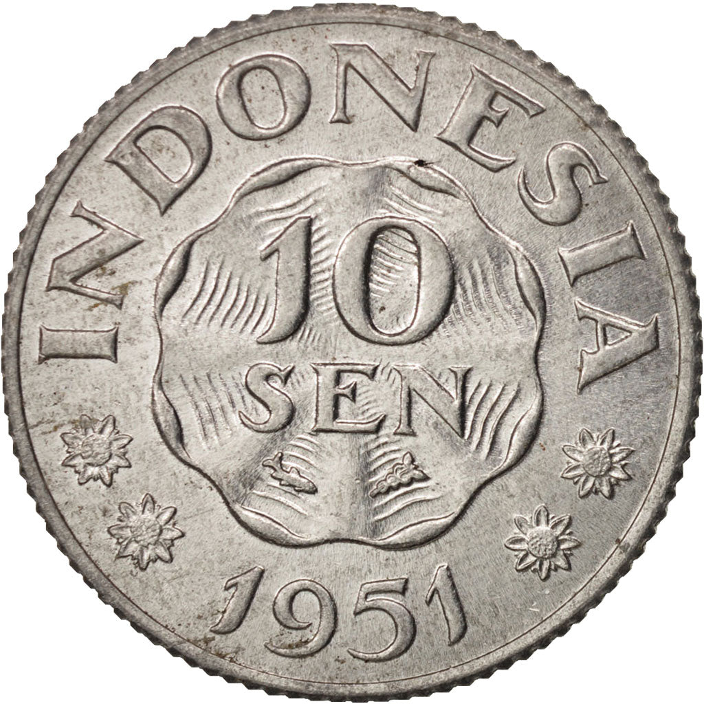 Indonesia, 10 Sen, 1951, SPL, Alluminio, KM:6