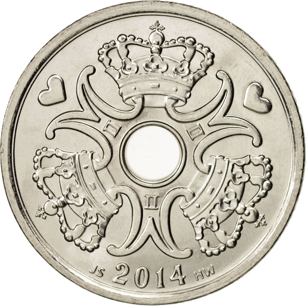 Denmark, 2 Kroner, 2014, MS(63), Copper-nickel
