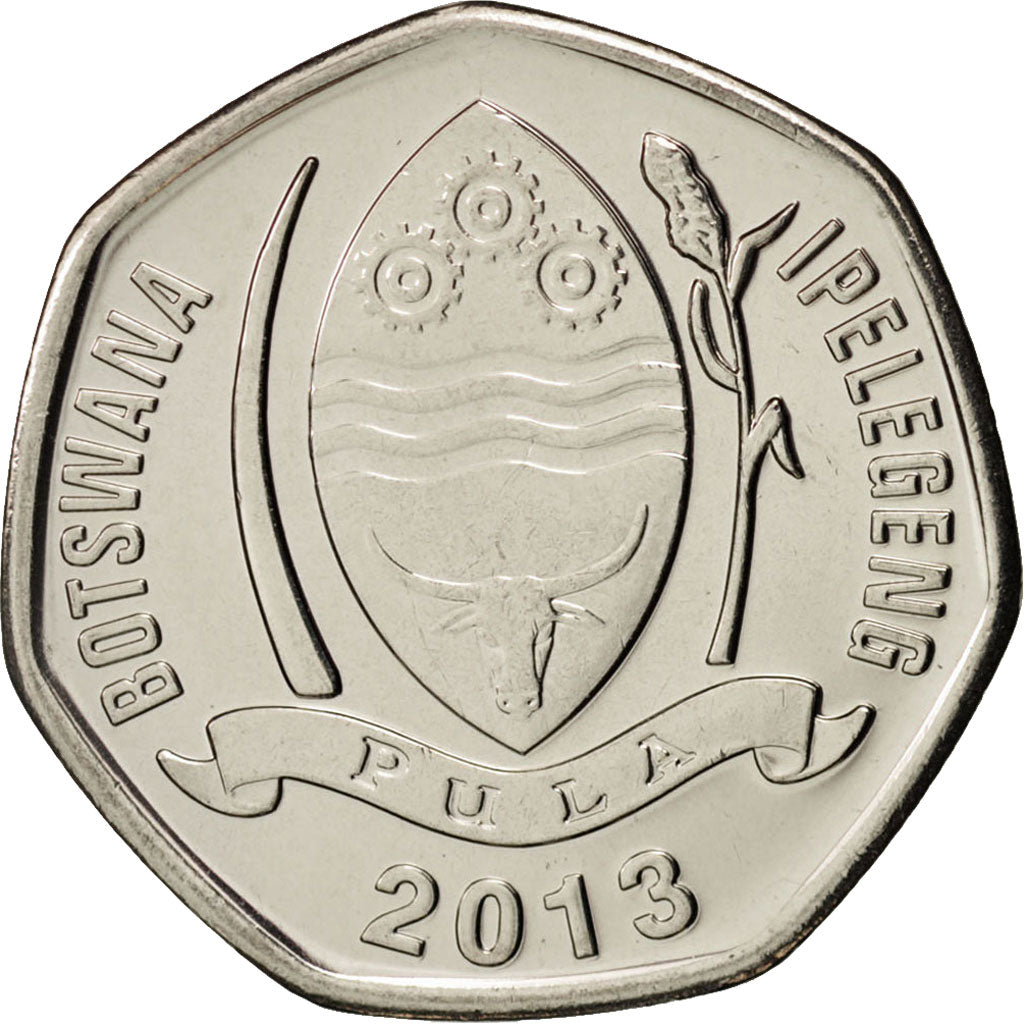 Munten, Botswana, 5 Thebe, 2013, UNC-, Nickel plated steel