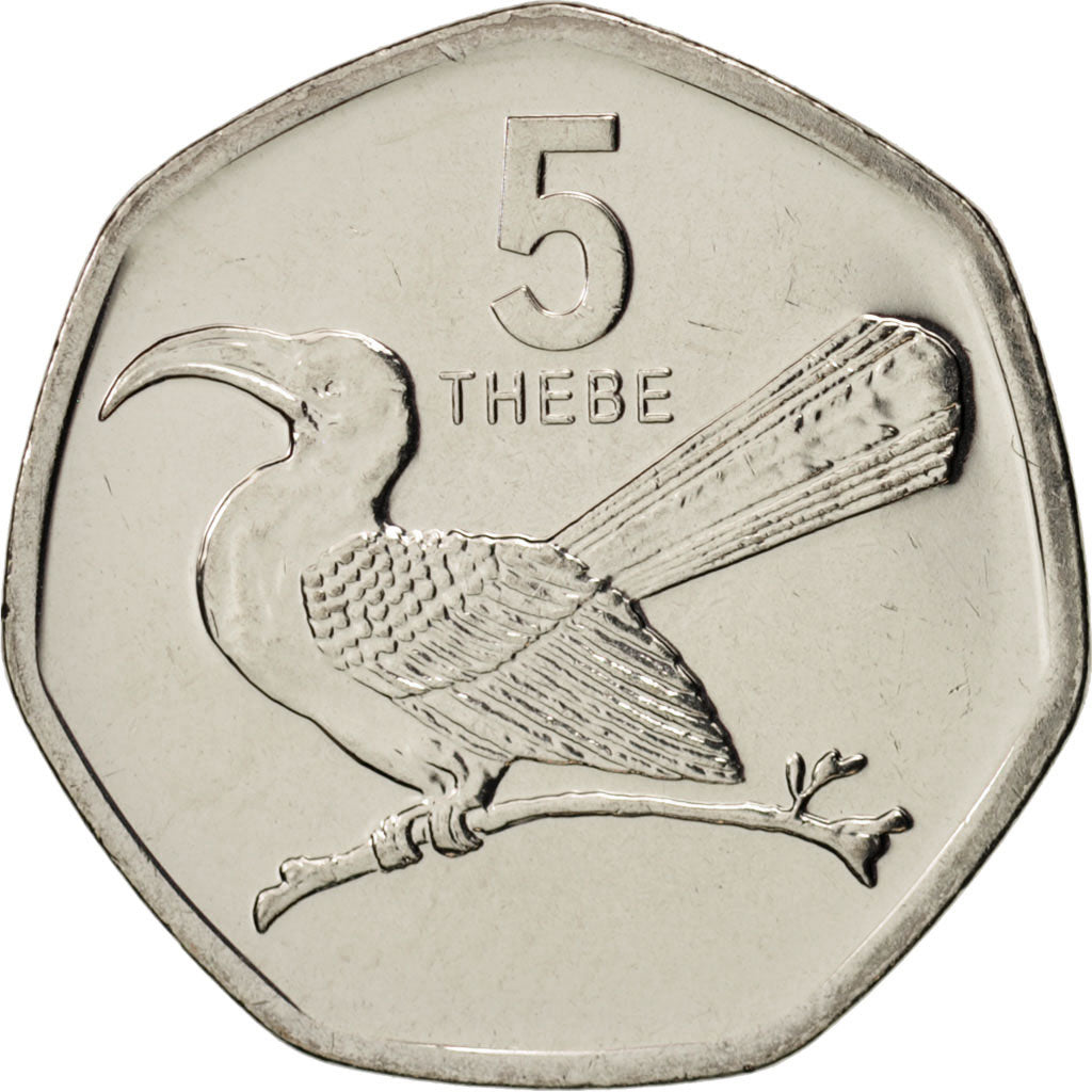 Munten, Botswana, 5 Thebe, 2013, UNC-, Nickel plated steel