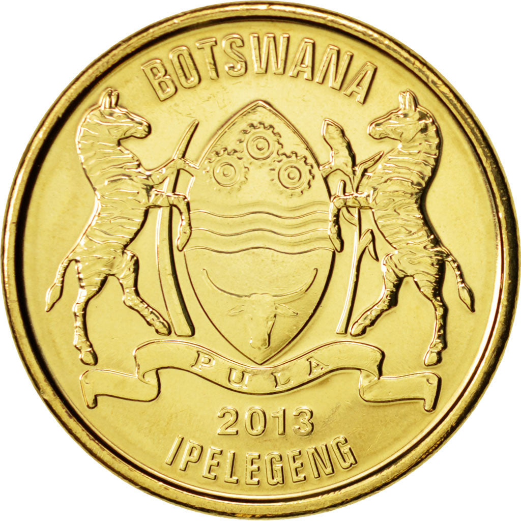 Botswana, Pula, 2013, MS(63), Brass plated steel