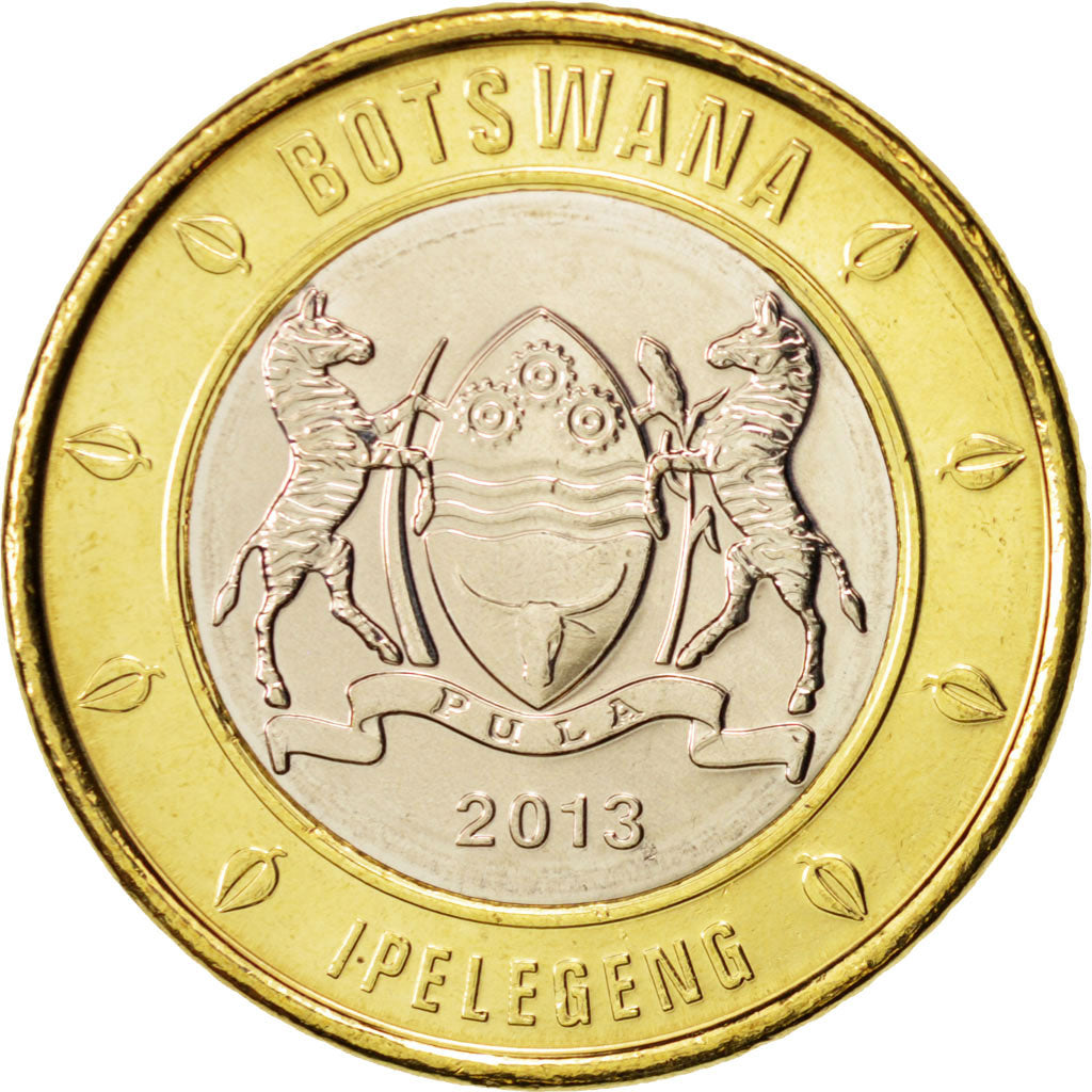 Munten, Botswana, 5 Pula, 2013, UNC-, Bi-Metallic