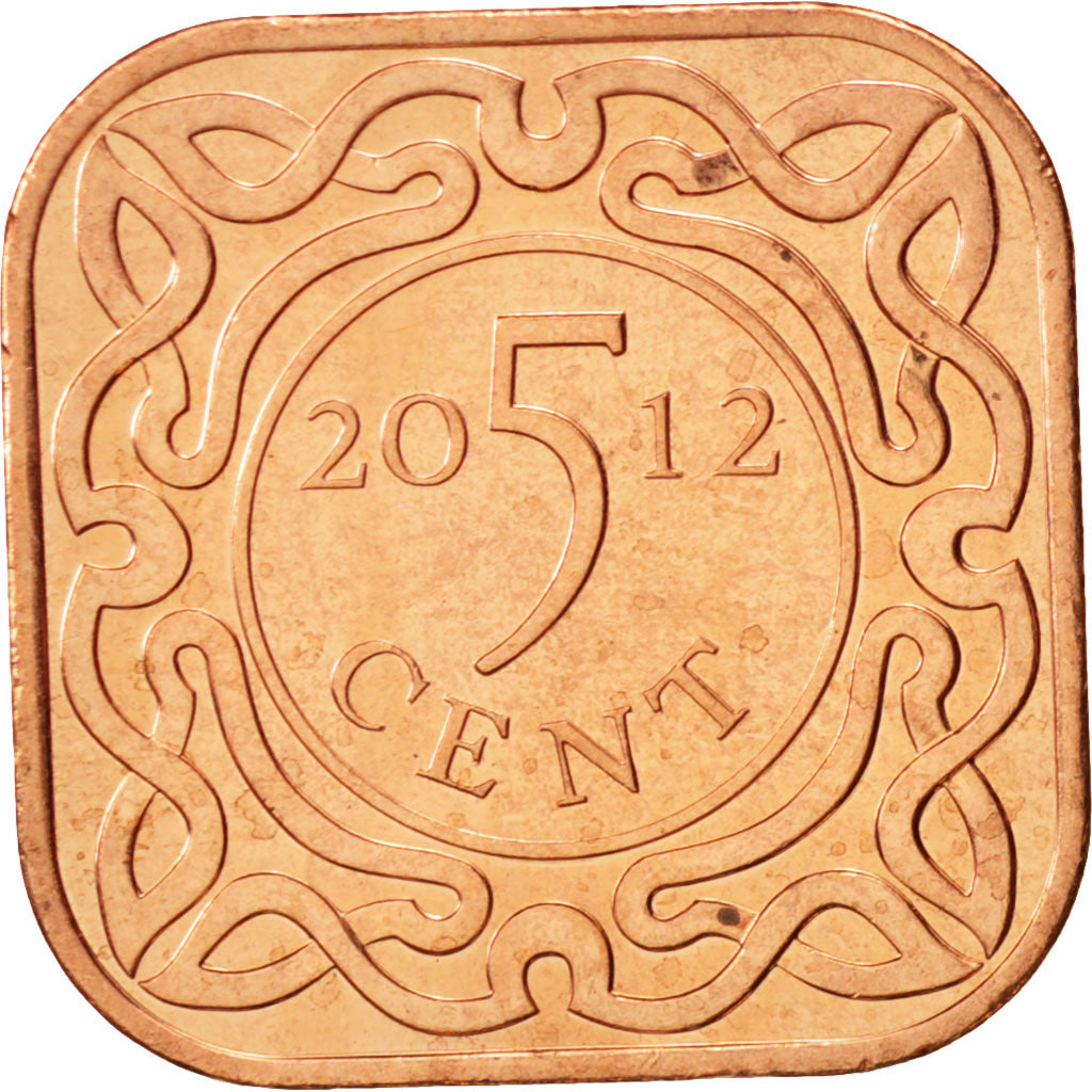 Suriname, 5 Cents, 2012, MS(63), Copper Plated Steel