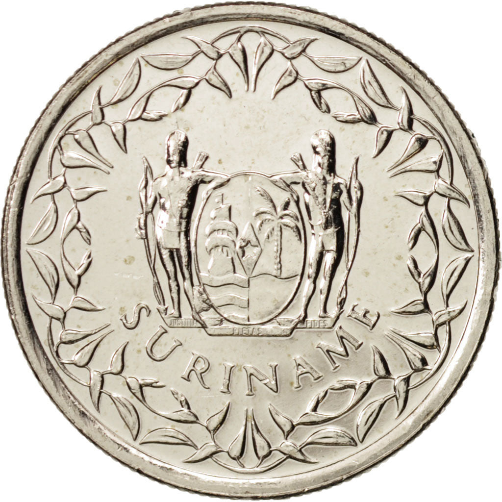 Suriname, 25 Cents, 2012, UNZ, Nickel plated steel