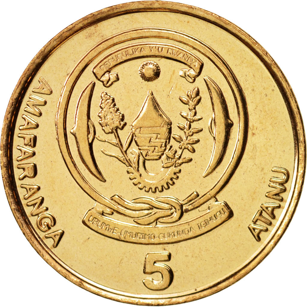 Rwanda, 5 Francs, 2009, MS(63), Brass plated steel, KM:33