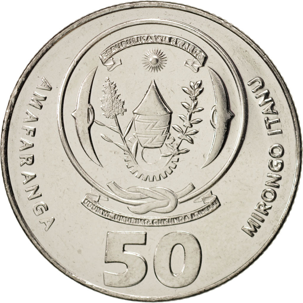 Münze, Ruanda, 50 Francs, 2011, UNZ, Nickel plated steel