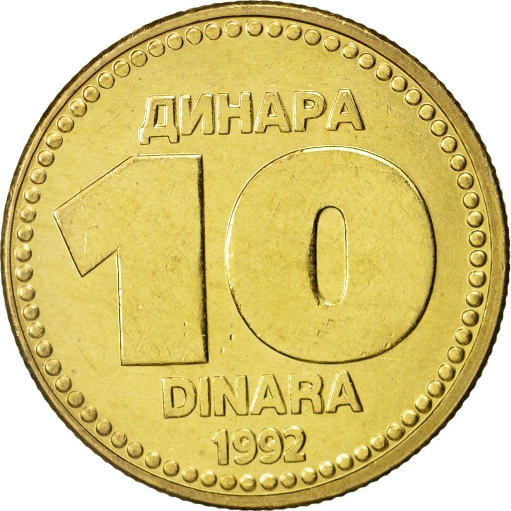 Iugoslavia, 10 Dinara, 1992, SPL, Rame-nichel-zinco, KM:152