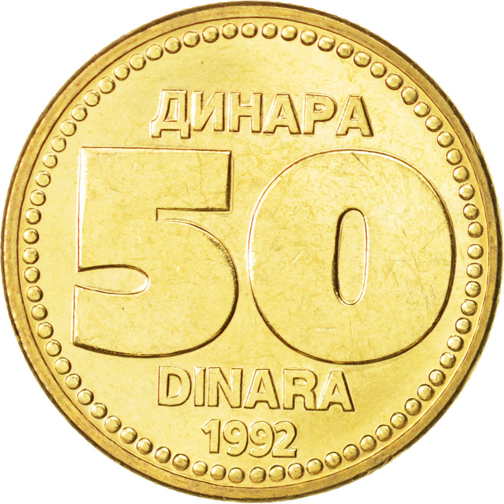 Iugoslavia, 50 Dinara, 1992, SPL, Rame-nichel-zinco, KM:153