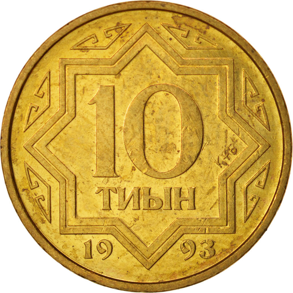 Kasachstan, 10 Tyin, 1993, Kazakhstan Mint, UNZ, Copper Clad Brass, KM:3a