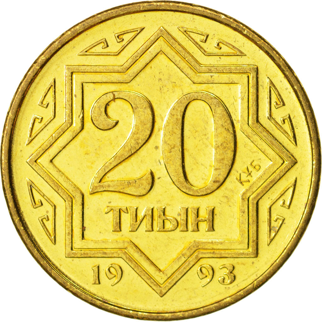 Moneta, Kazakistan, 20 Tyin, 1993, Kazakhstan Mint, SPL, Zinco placcato ottone