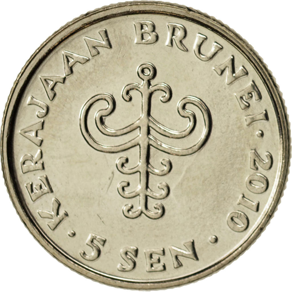 BRUNEI, Sultan Hassanal Bolkiah, 5 Sen, 2010, SPL, Rame-nichel, KM:35