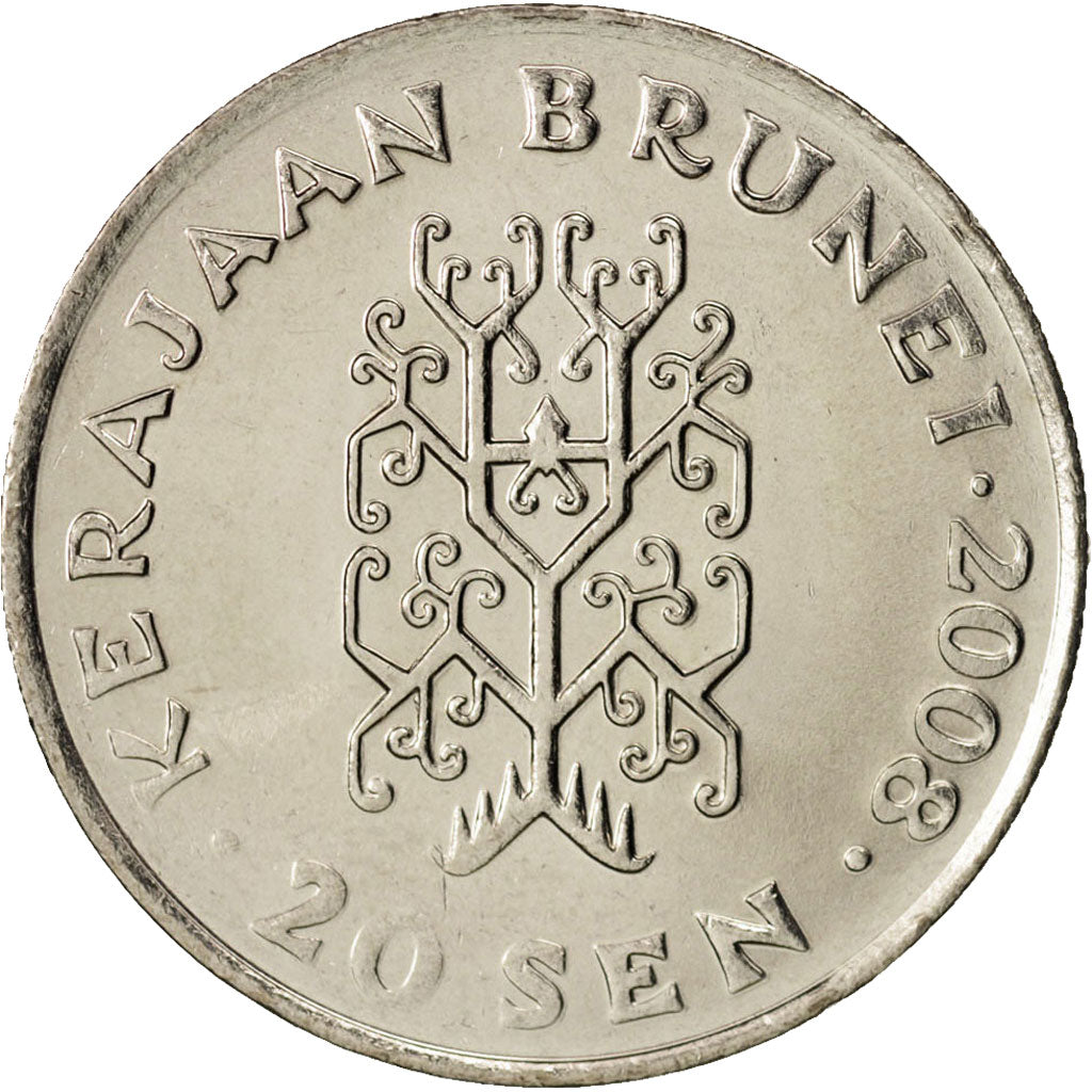 Moneta, BRUNEI, Sultan Hassanal Bolkiah, 20 Sen, 2008, SPL, Rame-nichel, KM:37