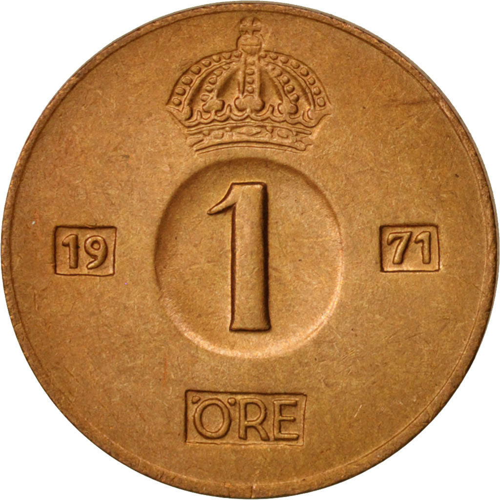 Moneta, Svezia, Gustaf VI, Ore, 1971, SPL, Bronzo, KM:820