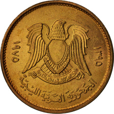 Libya, 5 Dirham, 1975, MS(60-62), Brass Clad Steel, KM:13