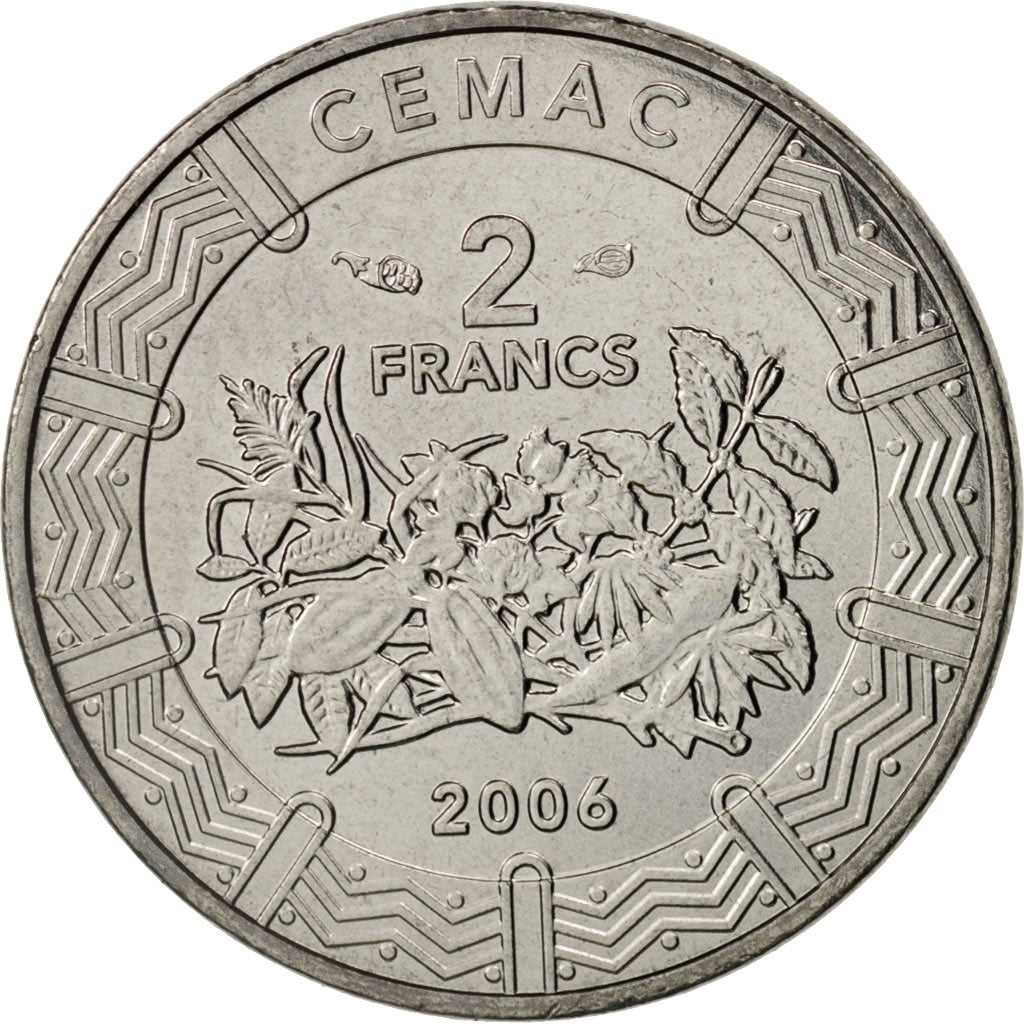 Zentralafrikanische Staaten, 2 Francs, 2006, Paris, UNZ, Stainless Steel, KM:17