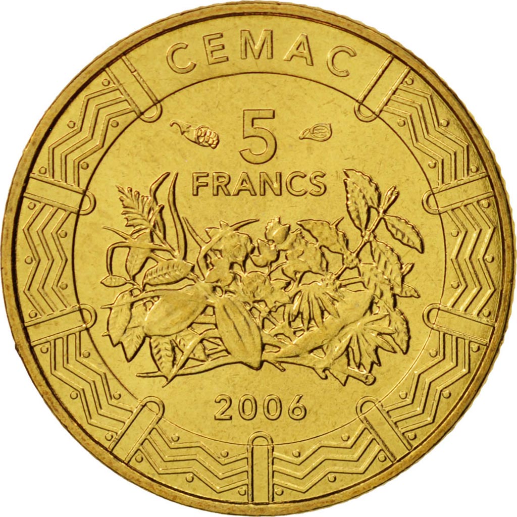 Central African States, 5 Francs, 2006, Paris, MS(63), Brass, KM:18