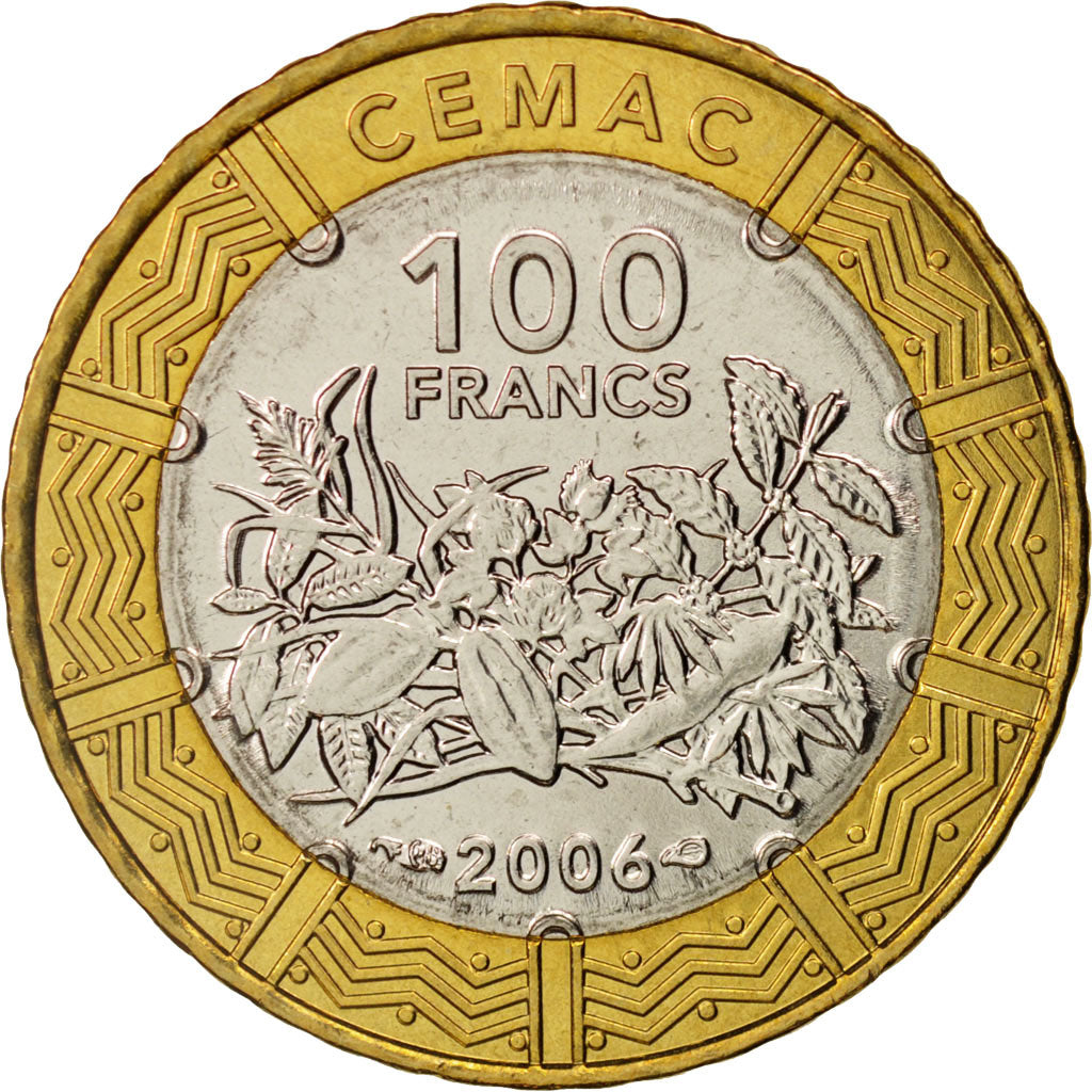 Zentralafrikanische Staaten, 100 Francs, 2006, Paris, UNZ, Bi-Metallic, KM:15