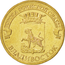 Russland, 10 Roubles, Vladivostok, 2014 UNZ, Brass plated steel