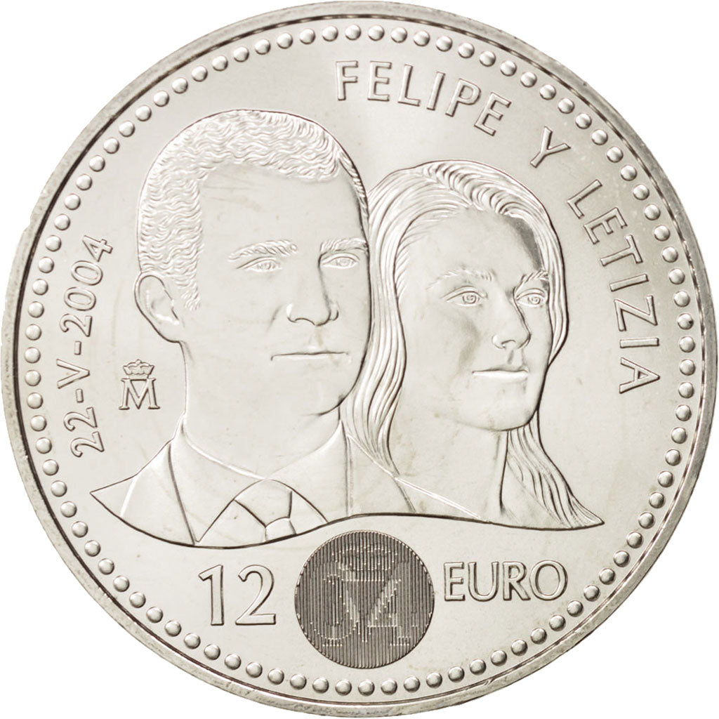 Spain, 12 Euro, 2004, MS(63), Silver, KM:1069
