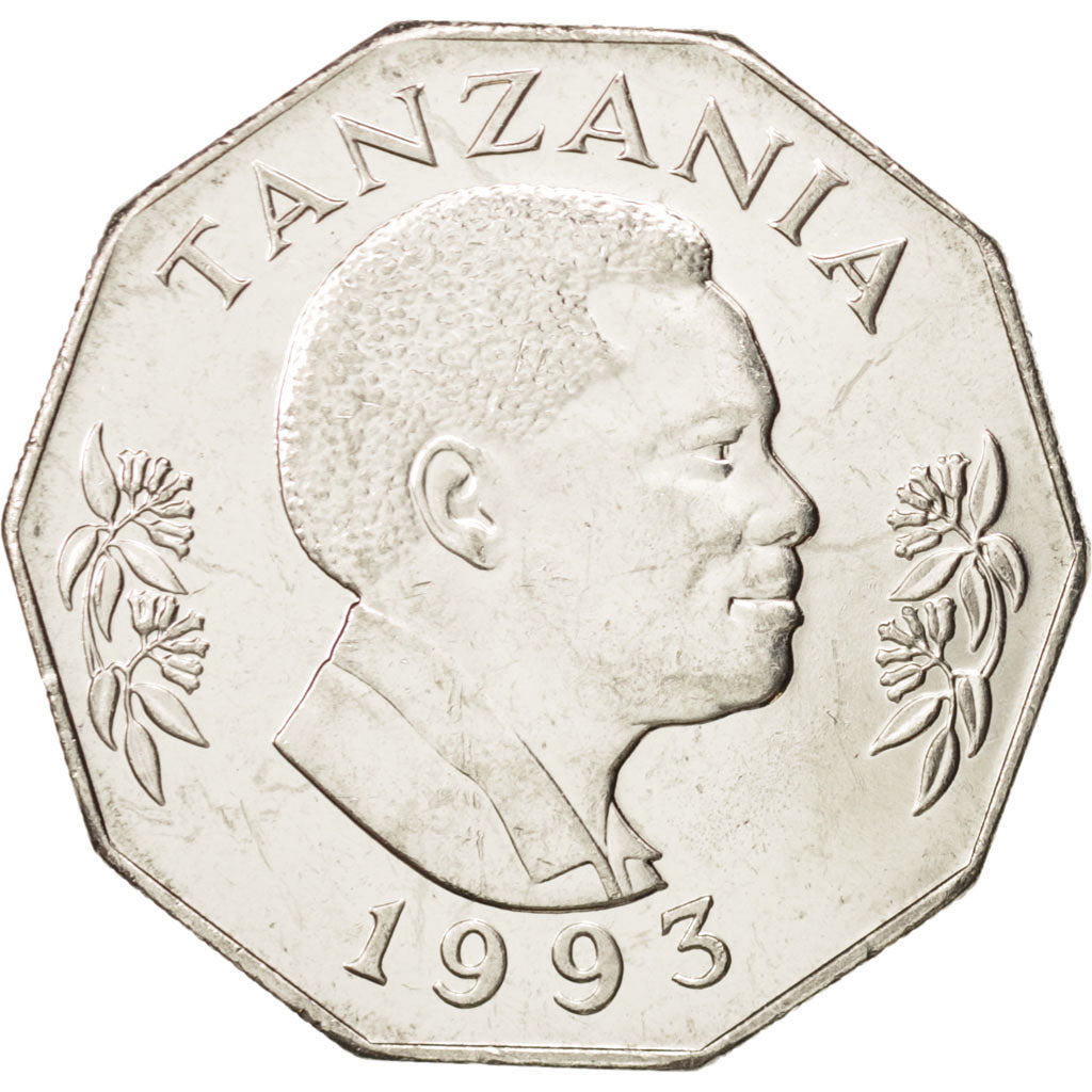 Moneta, Tanzania, 5 Shilingi, 1993, SPL, Acciaio ricoperto in nichel, KM:23a.2