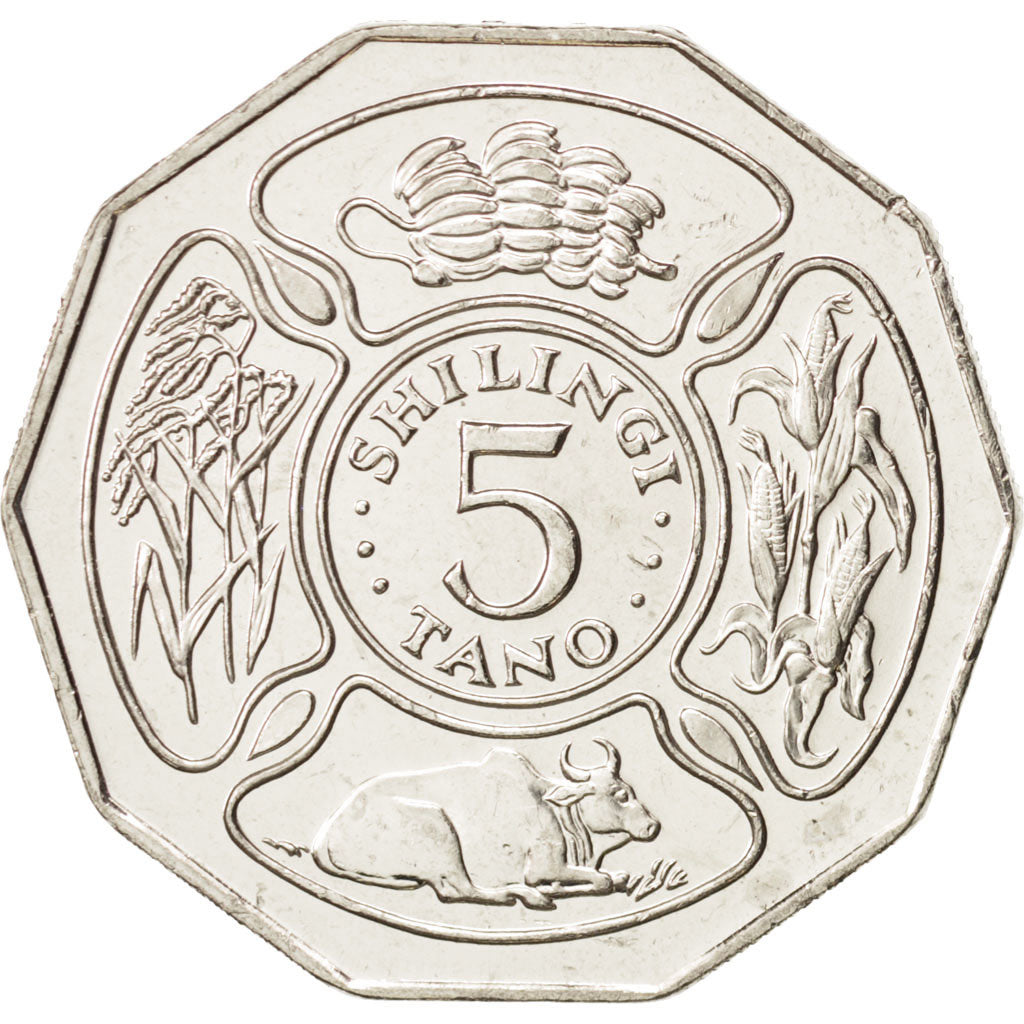Moneta, Tanzania, 5 Shilingi, 1993, SPL, Acciaio ricoperto in nichel, KM:23a.2