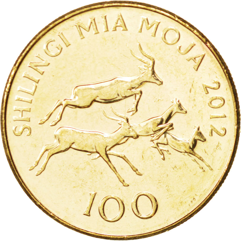 Moneta, Tanzania, 100 Shilingi, 2012, SPL, Acciaio placcato ottone